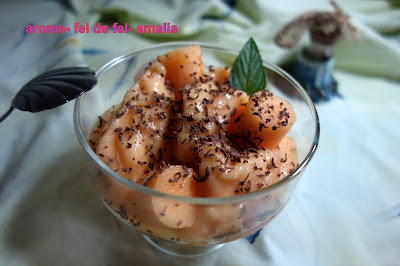SORBET DE PEPENE GALBEN CU SARUT DE CIOCOLATA