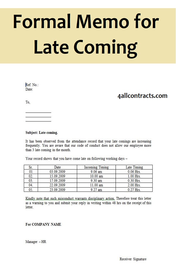 Warning letter for late attendance doc
