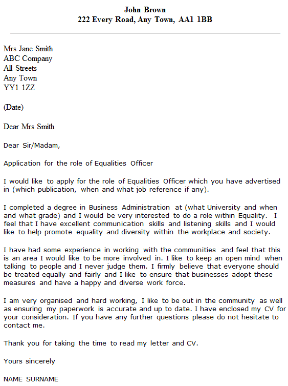 Sample Cover Letter For Gender Advisor Position Sample Letter