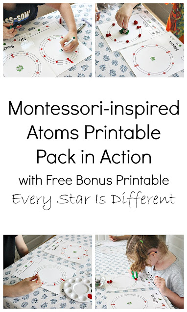 Montessori-inspired Atoms Printable Pack in Action with Free Bonus Printable