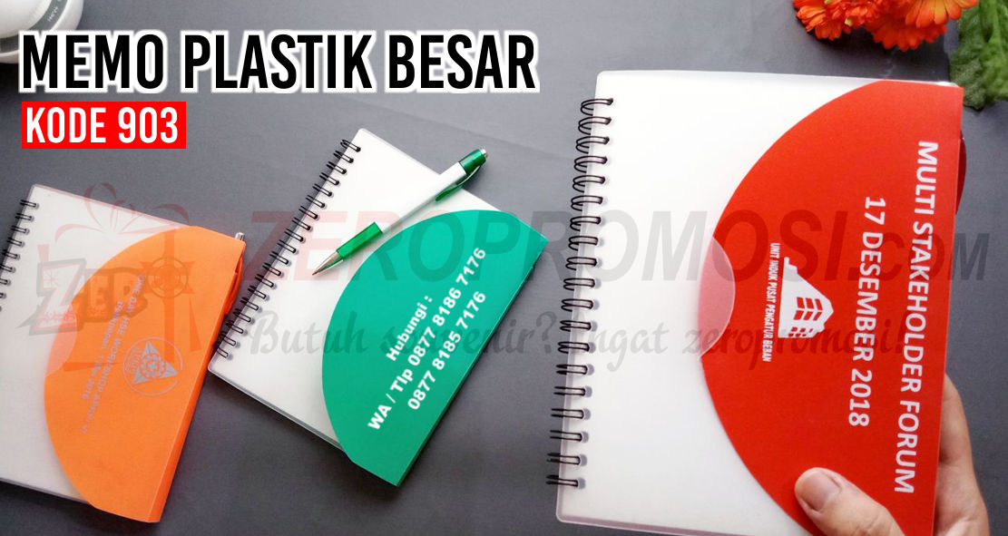 Memo plastik with pen, memo bergaris plus pen didalamnya ukuran A5, Memo / Notes 903, Notes besar Bulatan Jepit + Pulpen, Memo Clear Pocket, Memo Spiral Stationery Promosi