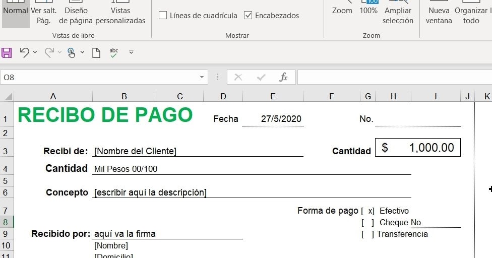 Recibo De Pago Modelo Excel Image To U