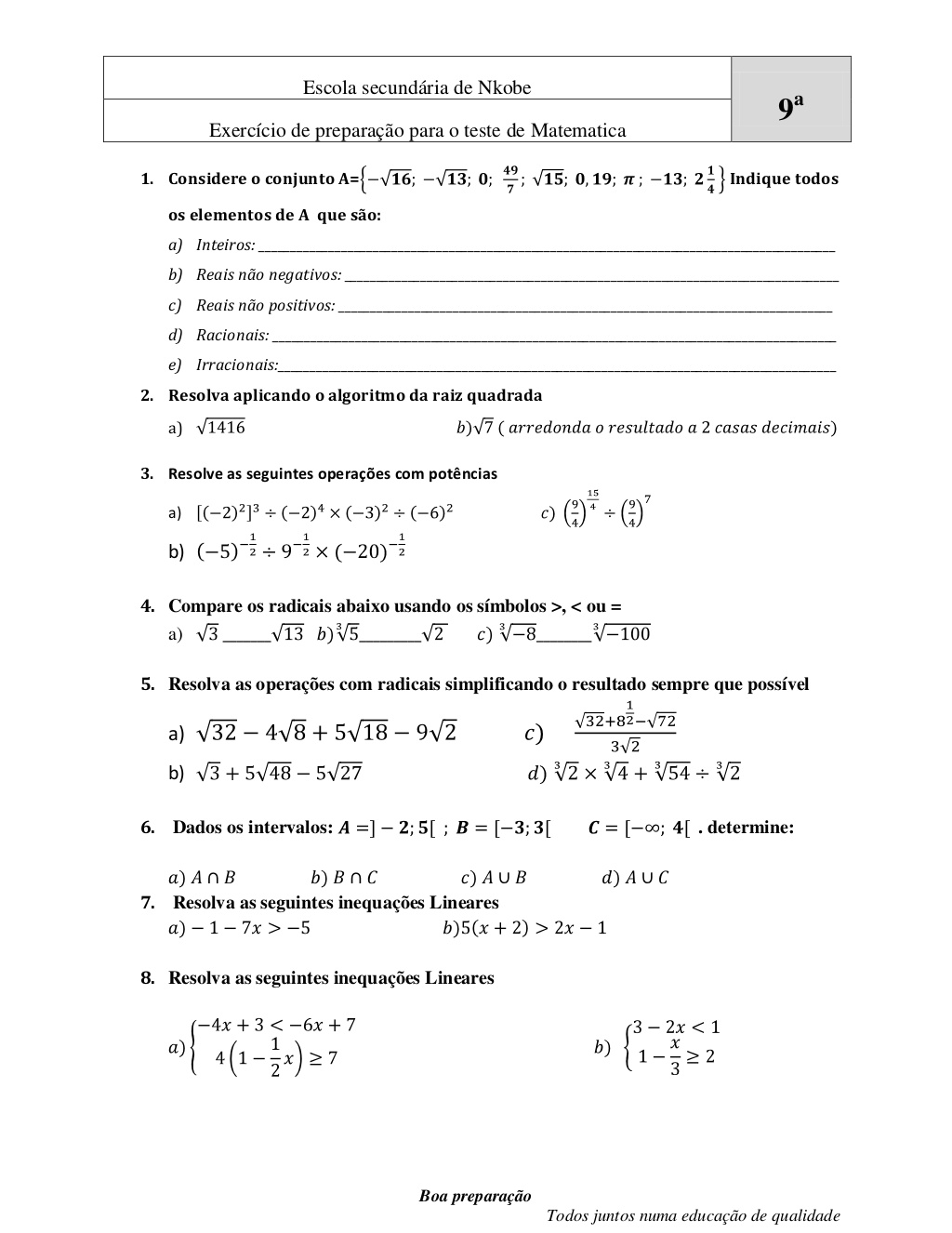 Exercícios de Raiz Quadrada Resolvidos e para Resolver - Neurochispas