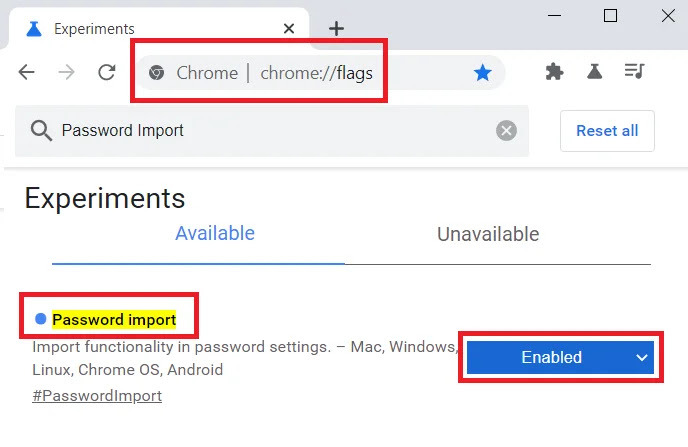 Password Import in Google Chrome Flags Password Import in Google Chrome Flags