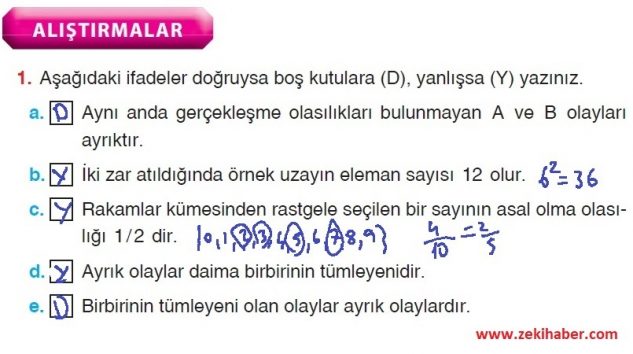 10. Sınıf Aydın Yayınları Matematik 38. Sayfa Cevapları