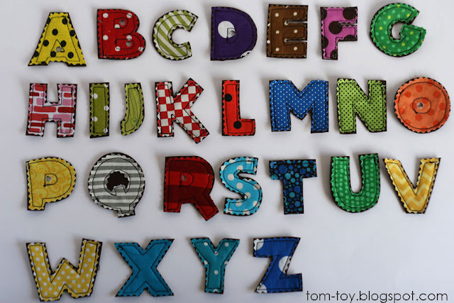 Fun abc letters made from hard felt and colorful pattern cotton fabrics