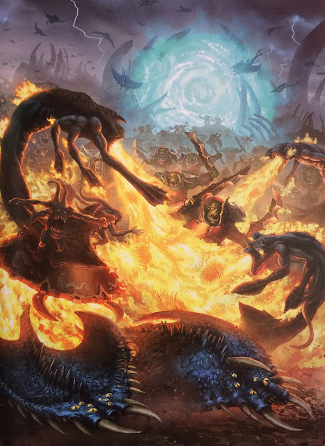 Warhammer age of sigmar artwork ilustration from battletome disciples of tzeentch flamers