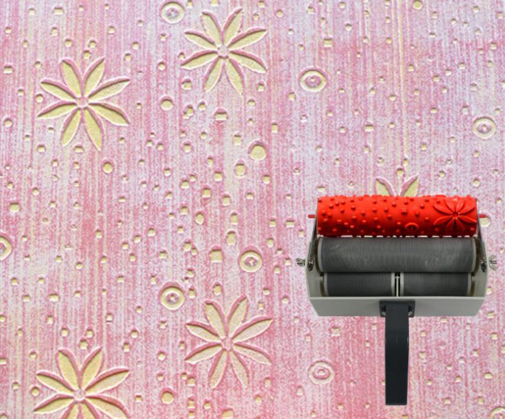 Pattern Rollers For Painting Walls Stencil Roller with Handle, Large Flower , wall decor