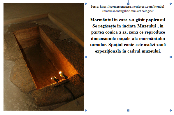Mormantul cu papirus din incinta Muzeului de Istorie Callatis