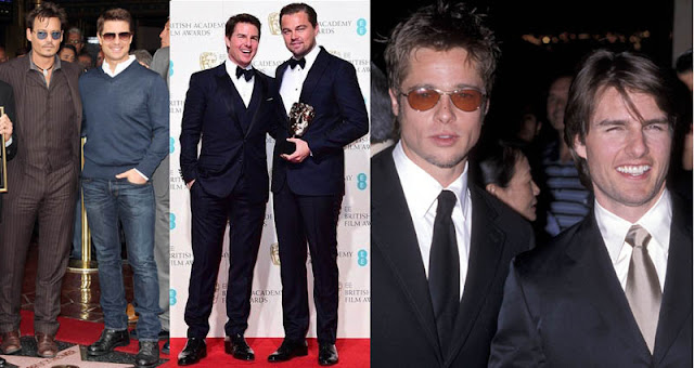 Tom Cruise with Johnny Depp, Leonardo Dicapiro and Brad Pitt