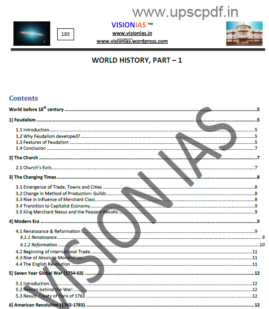 World history vision ias notes