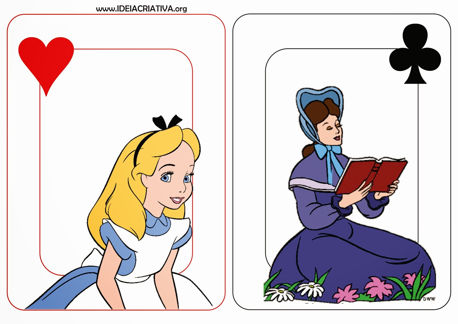 Cartas de Baralho Meio Oficio Alice no País das Maravilhas