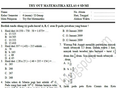 Contoh Soal Try Out Matematika Smp Kelas 9 Dan Pembahasannya