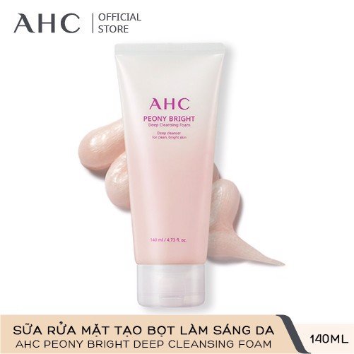 Sữa Rửa Mặt Tạo Bọt Làm Sáng Da AHC Peony Bright Deep Cleansing Foam 140ml