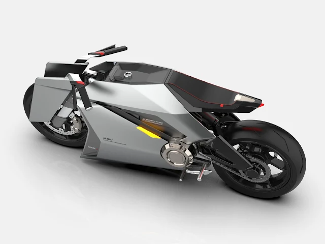 Aether Futuristic 2035 Air Cleaning Electric Motorcycle Concept