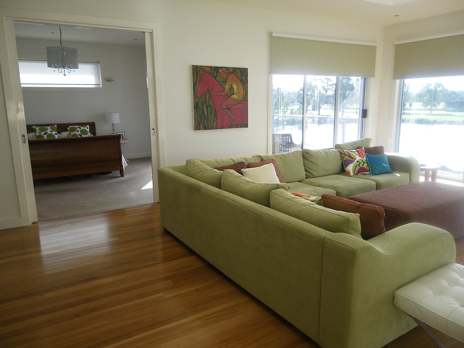 Decorating A Modern Home: Decorating a green couch!