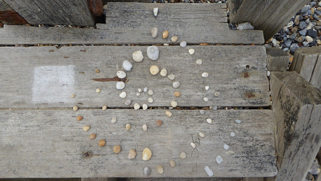Stone spiral on a revetment at the beach