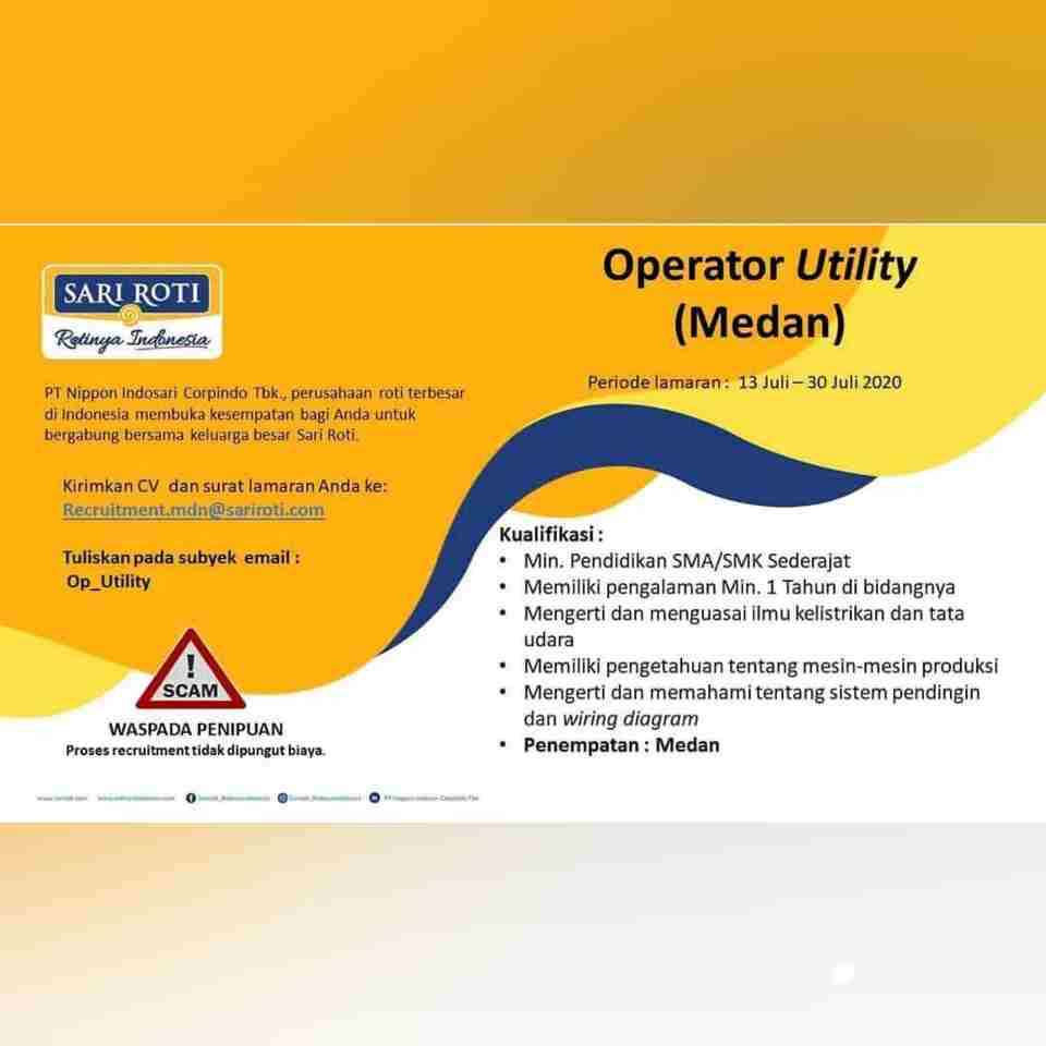 Lowongan Operator Utility Pt Nippon Indosari Corpindo Tbk Sari Roti Medan 2021