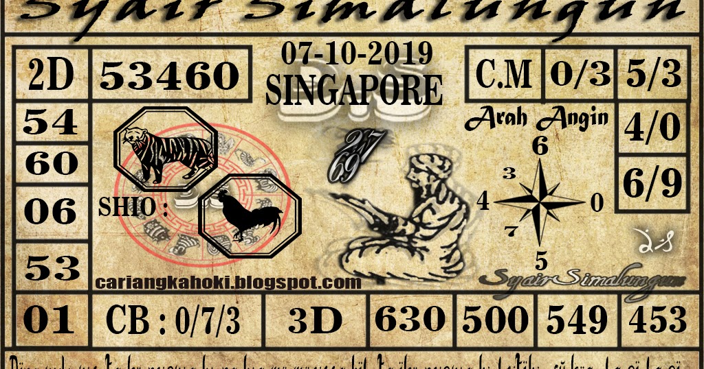 SYAIR SIMALUNGUN SINGAPORE HONGKONG 07102019 Cari Angka Hoki