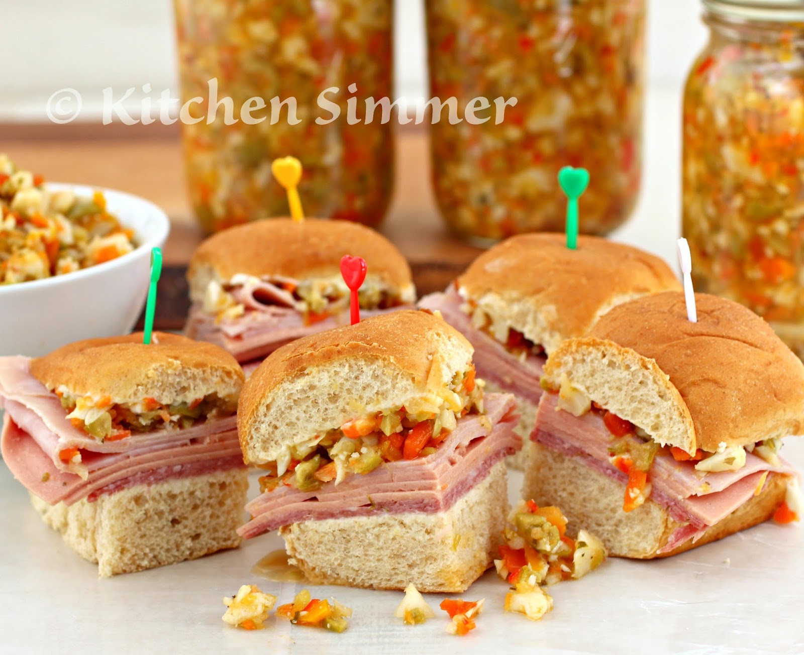 Kitchen Simmer Muffuletta Sliders with Olive and Giardiniera Relish