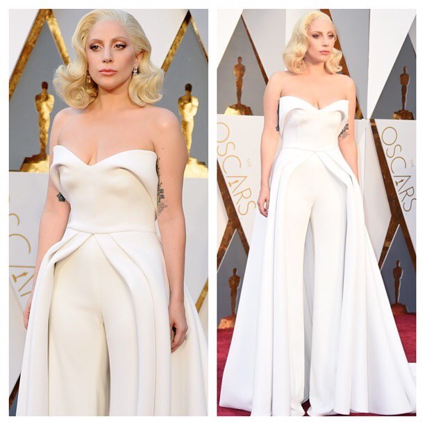 Lady Gaga’s Oscar Outfit: White Jumpsuit