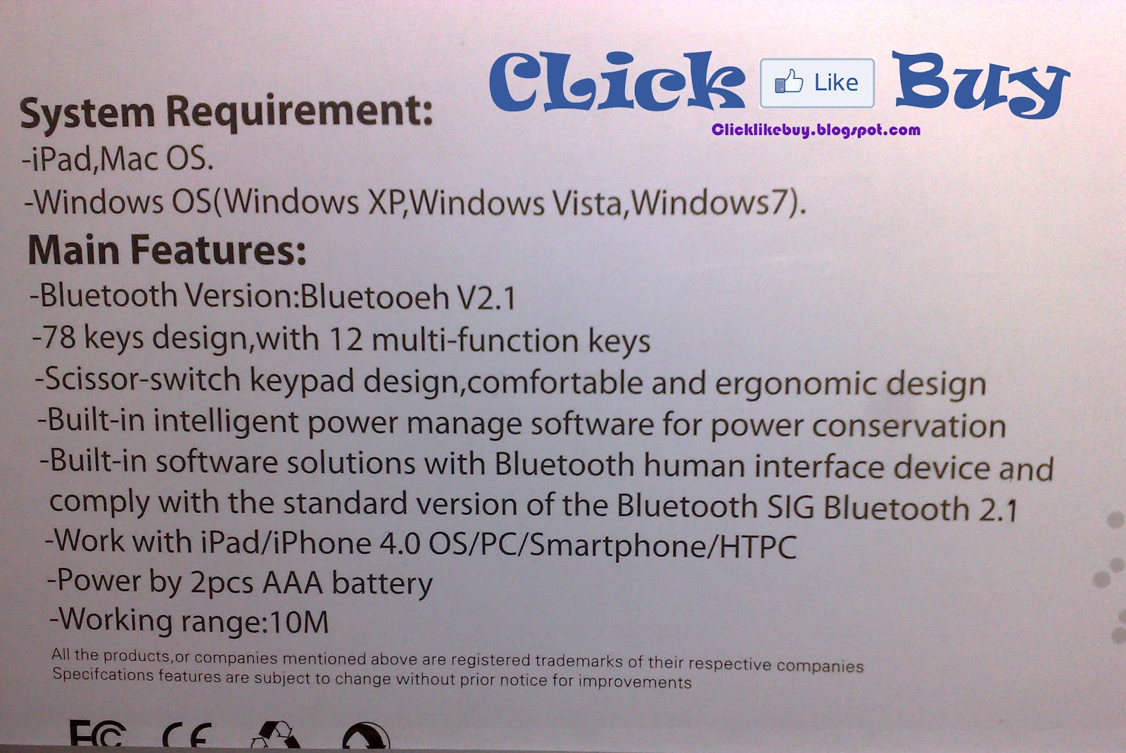 Netis BlueTooth Keyboard Work with iPad/iPhone 4.0 OS/PC/Samsung