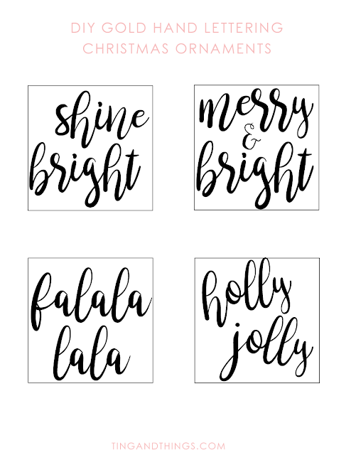 Gold Hand Lettering Christmas Ornaments Template