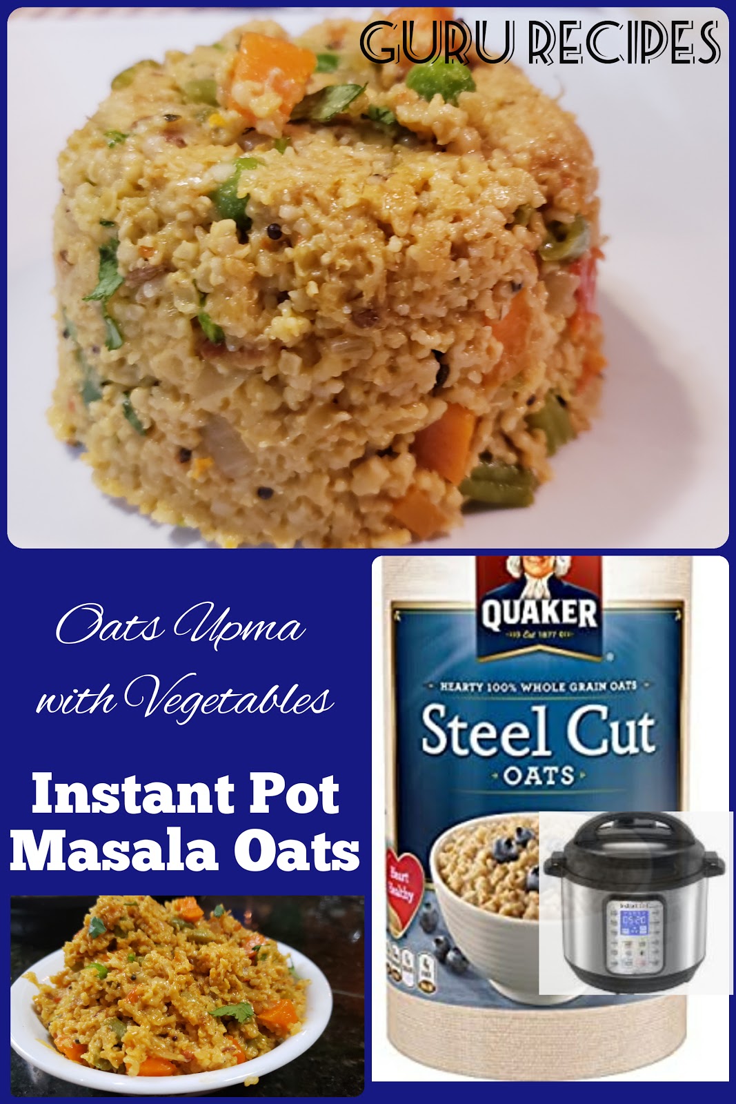 Instant Pot Healthy Masala Oats with vegetables