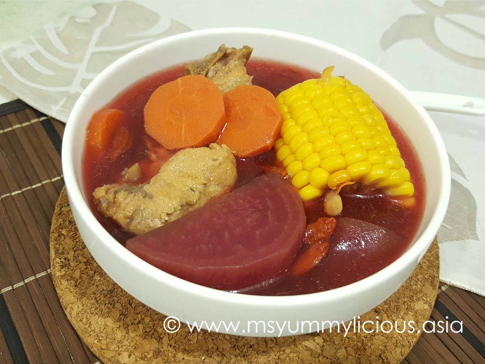 Beetroot Soup with Corn and Carrot Yummylicious + Babylicious