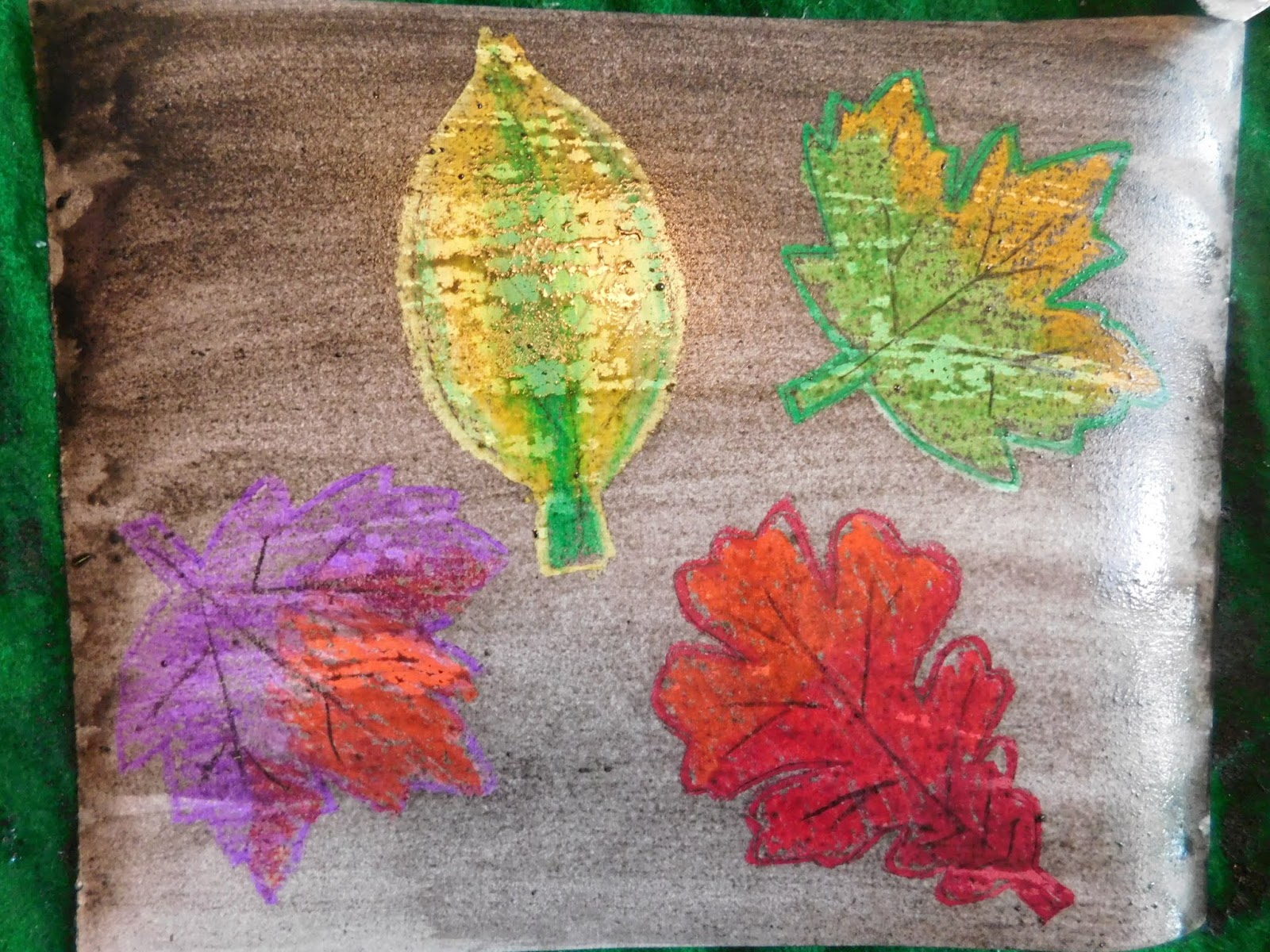 Art Project 45 Oil Pastel Resist Leaves