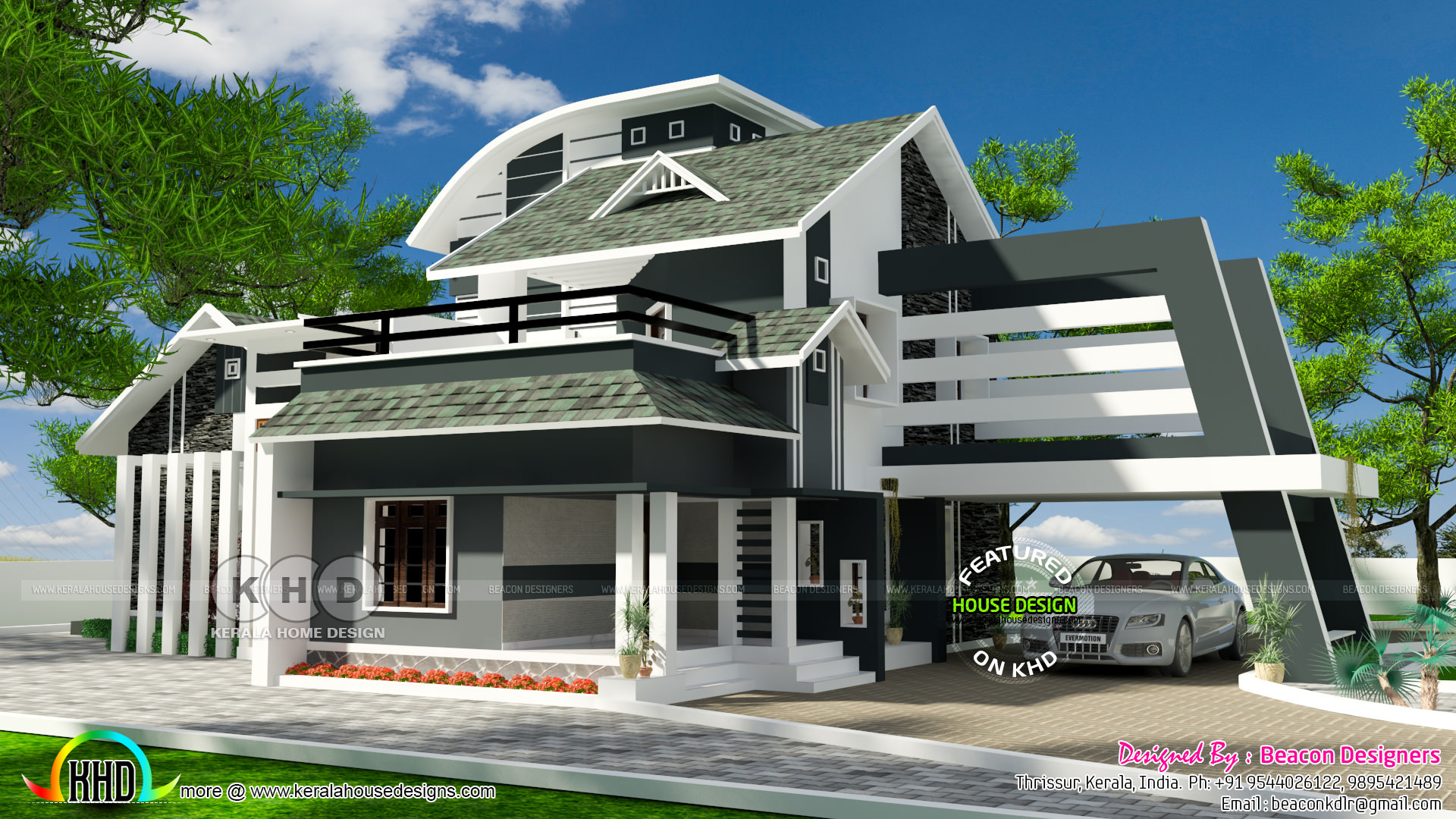Mixed roof ultra modern home design - Kerala home design and floor
