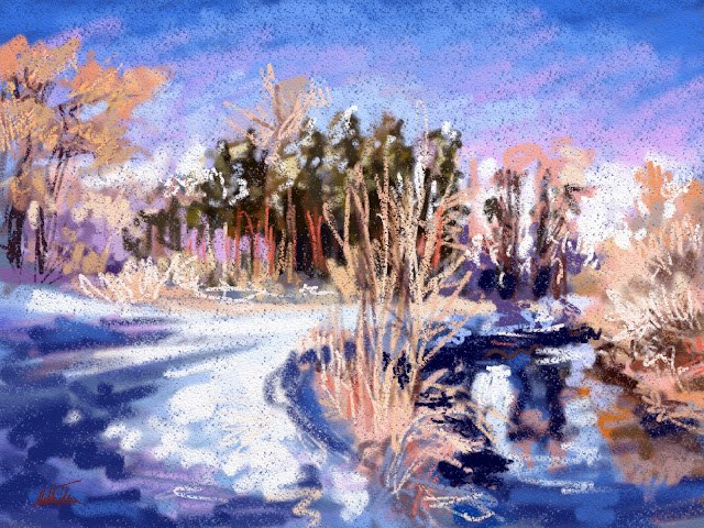 Winter sunny day digital landscape painting by Mikko Tyllinen