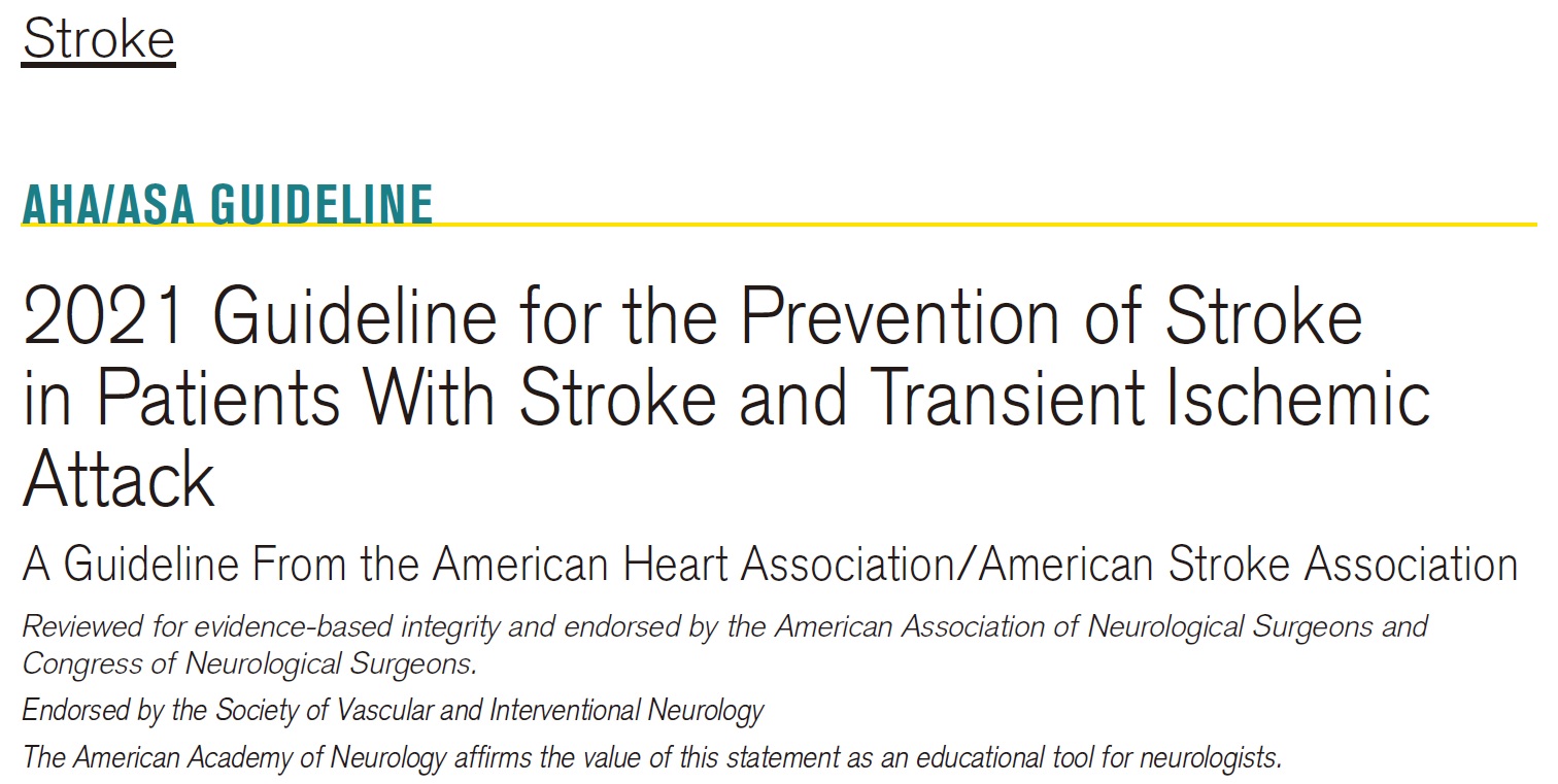 謝鎮陽醫師 神經內科必讀指引：2021 AHA/ASA Secondary Stroke Prevention Guideline