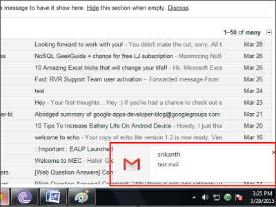 เมลแจ้งเตือนบนเดสก์ท็อป