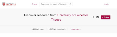 Screen shot of Leicester Research Archive Figshare Theses page.