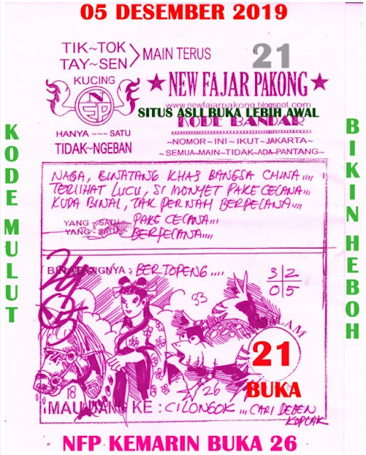 Syair Togel Hongkong Kamis 05 Desember 2019