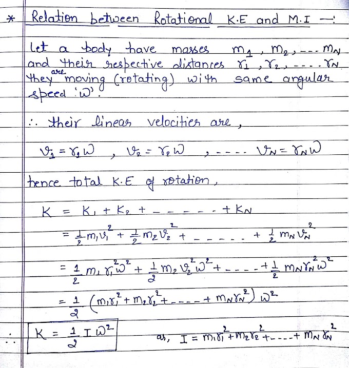 Relation between moment of inertia and kinetic energy of rotation