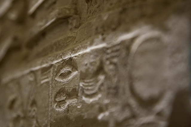 Επιγραφές και εγχάρακτες λεπτομέρειες κοσμούν έναν τοίχο του νότιου νεκροταφείου του Φαραώ Ζοζέρ [Credit: Nariman El-Mofty, AP]
