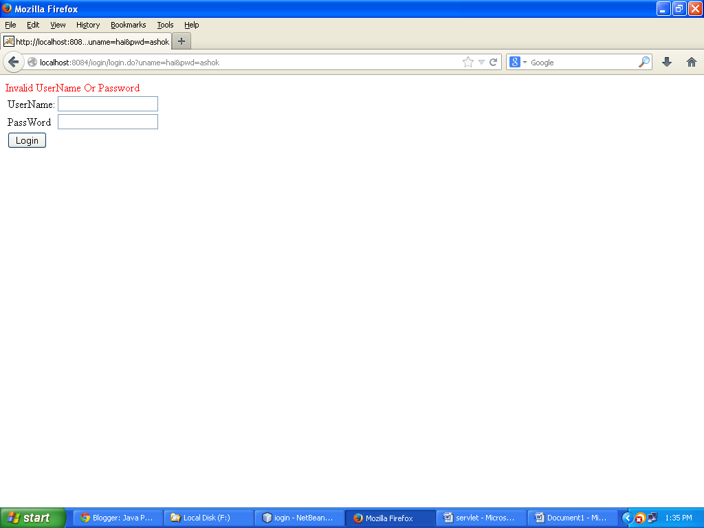 Log4j Example For Login Form Check using Struts and Mysql Database