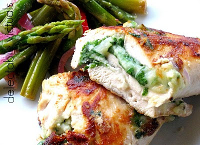 Chicken Breasts Stuffed with Mustard Greens and Bergenost Cheese