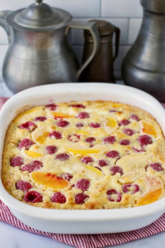 Freshly baked yellow cake baked oatmeal Yellow cake baked oatmeal from the oven