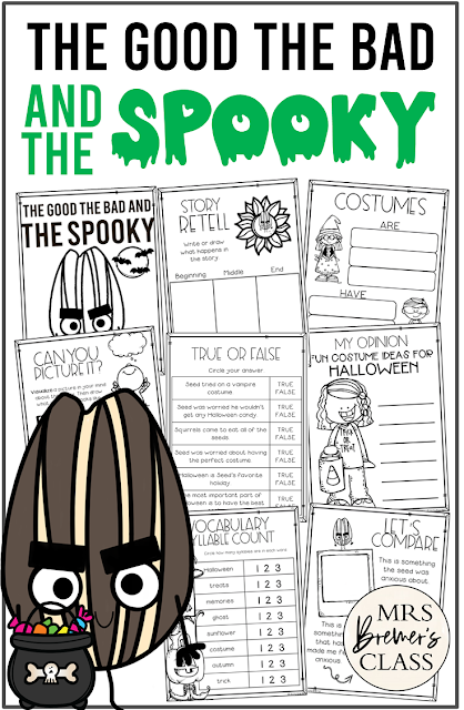 The Good The Bad and The Spooky book study activities unit with literacy activities and a craftivity for Kindergarten and First Grade