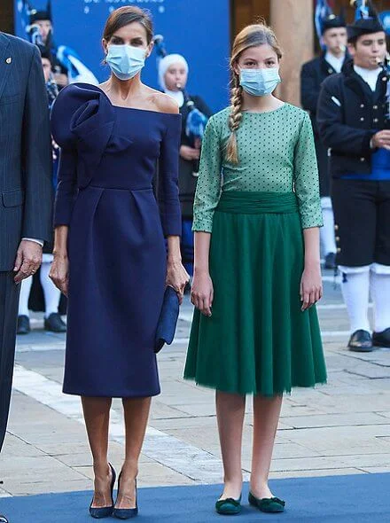 Queen Letizia wore a flower embellished long sleeved dress from Delpozo. Crown Princess Leonor, Infanta Sofia and Queen Sofiaç Felipe Varela