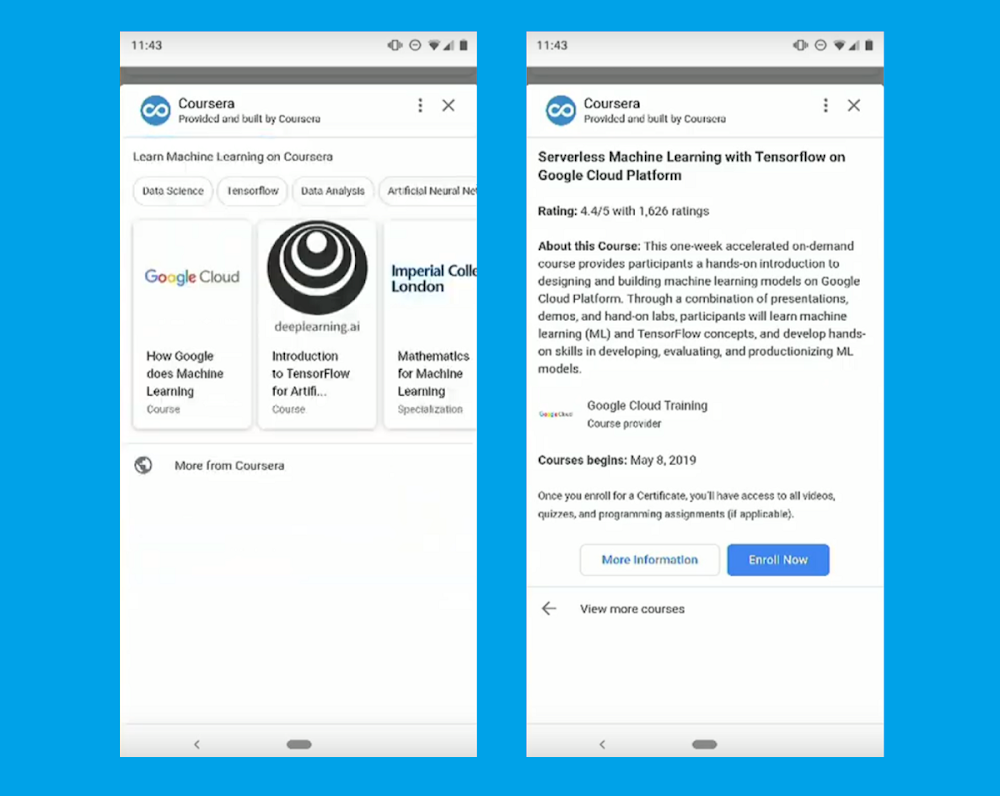Google is introducing Mini-apps for more interactive, app-like experiences that engage users right in the Search results page and the Google Assistant