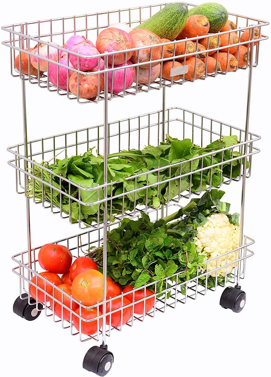3 Layer Stainless Steel Fruit and Vegetable Storage Stand Basket