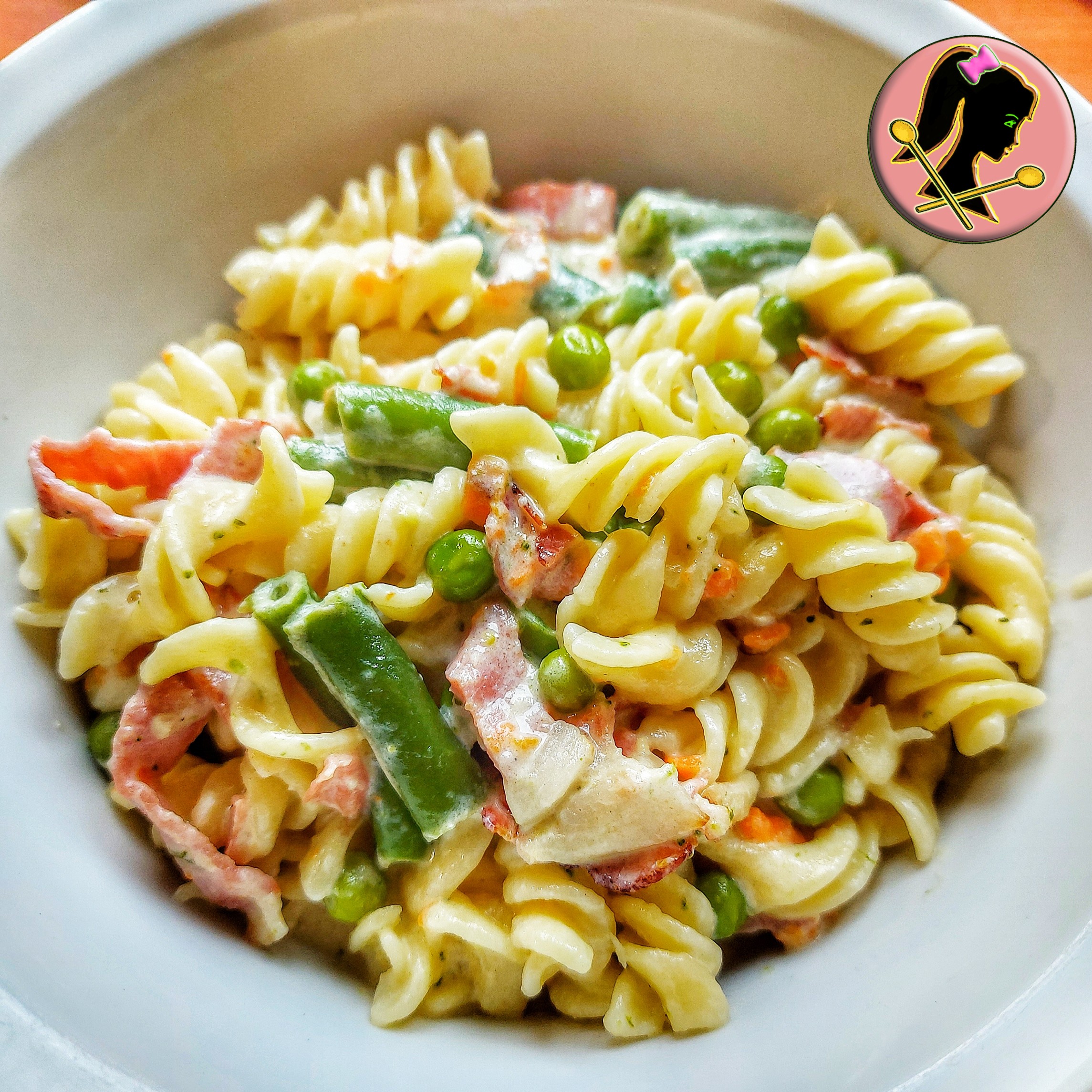 Ham Vegetable Pasta in a Creamy Parmesan Sauce