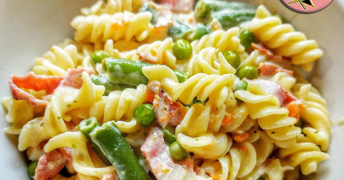 Ham Vegetable Pasta in a Creamy Parmesan Sauce