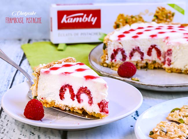 Cheesecake framboise pistache sans cuisson