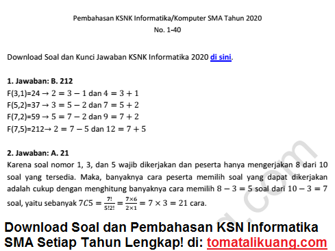 Pembahasan Ksnk Ksn K Osn Informatika Sma 2020 Pdf Tingkat Kabupaten Kota Revisi 6 Januari 2020