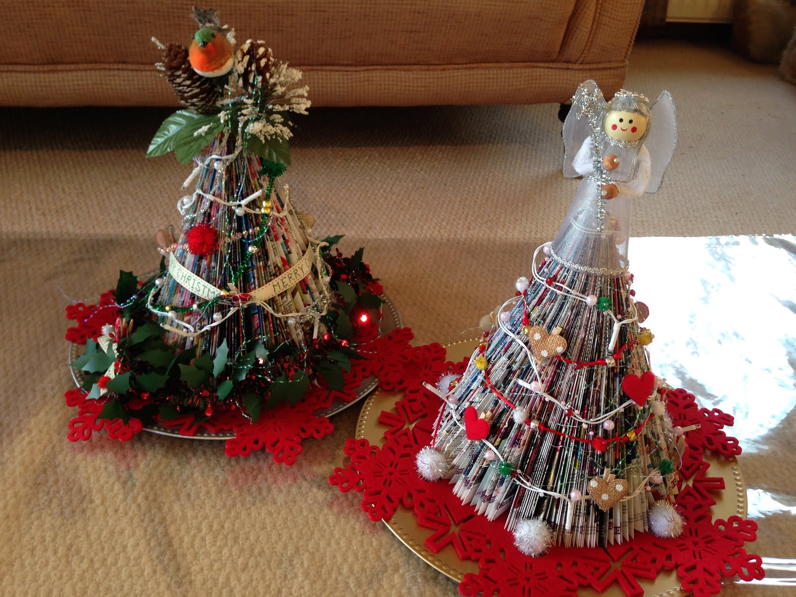 Xmas tree made with an Argos catalogue